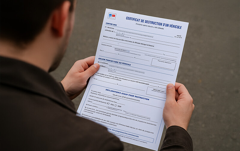 certificat destruction vehicule